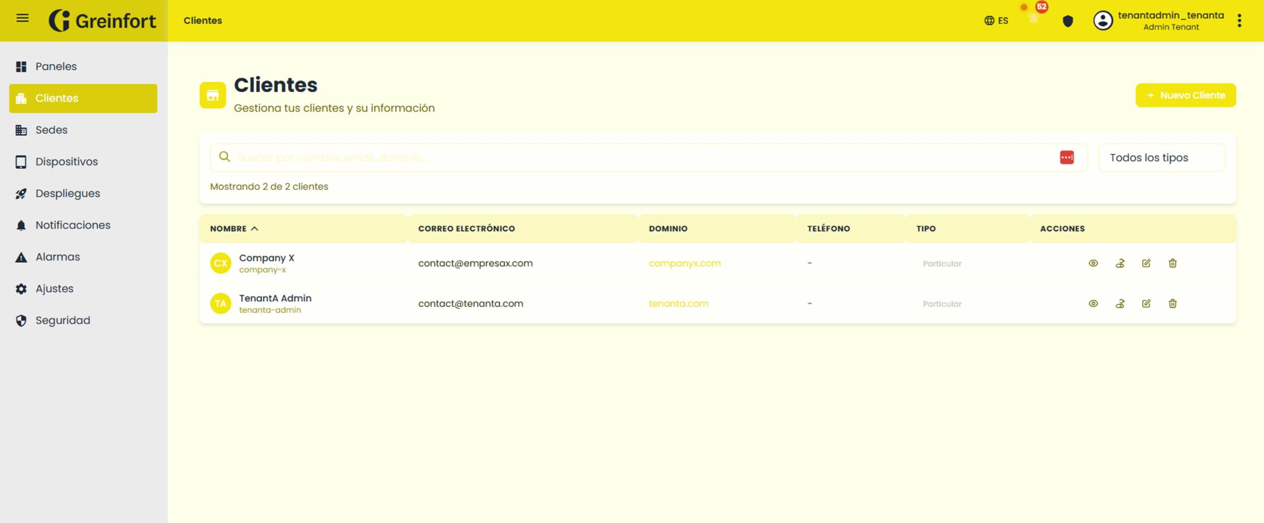 Gestión de clientes en Greinfort Manager